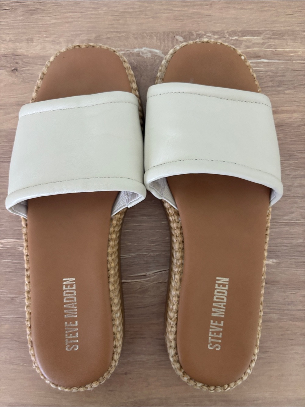Steve Madden Cream Slide Espadrille Sandals